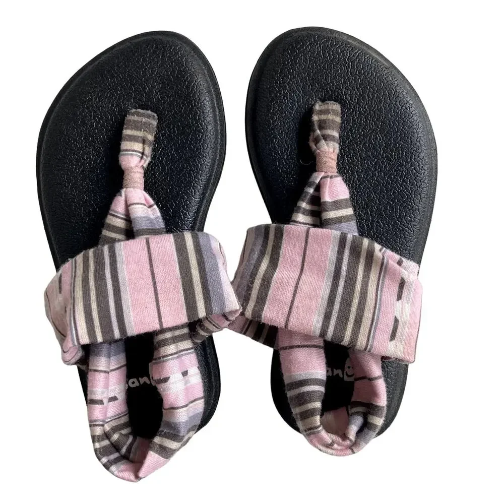 Sanuk Kids Yoga Sling Sandals - Pink Stripes - 9-10